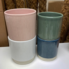 Load image into Gallery viewer, Ribbed ceramic pot - 10.5cm &amp; 9cm
