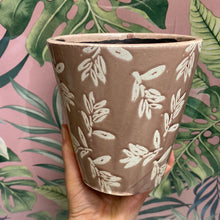 Load image into Gallery viewer, Chunky glazed pots with embossed leaf patterns
