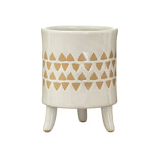Load image into Gallery viewer, White &amp; Taupe Geo plant pot with legs - 9cm
