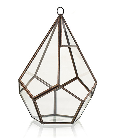 Metal & Glass Tall Pyramid terrarium - 20cm
