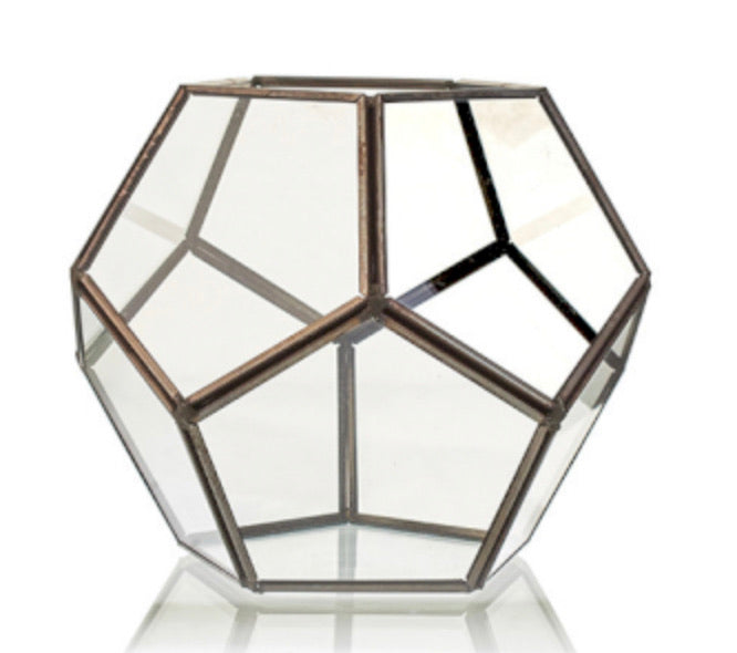 Metal & Glass Octagon Terrarium - 15cm