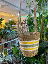 Load image into Gallery viewer, Green striped Seagrass hanging plant pot - 11cm / 13cm / 15cm
