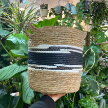 Load image into Gallery viewer, Black stripe Seagrass basket with handles - 22cm 25cm 30cm
