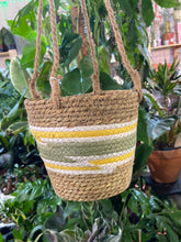 Load image into Gallery viewer, Green striped Seagrass hanging plant pot - 11cm / 13cm / 15cm
