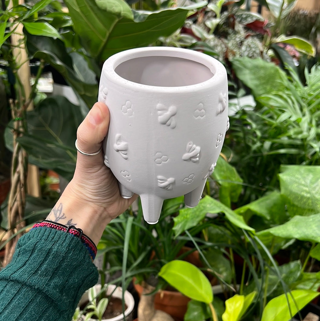 Grey Bee ceramic plant pot - 6cm / 7.5cm