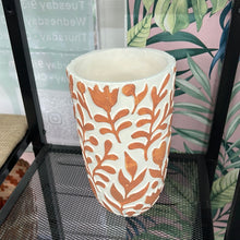 Load image into Gallery viewer, White &amp; Terracotta painted Vase
