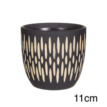 Load image into Gallery viewer, Black Sgraffito plant pot - 6.5cm / 11cm
