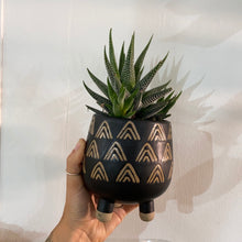 Load image into Gallery viewer, Wax Resist Triangles Black Leggy Planter - 8.5cm
