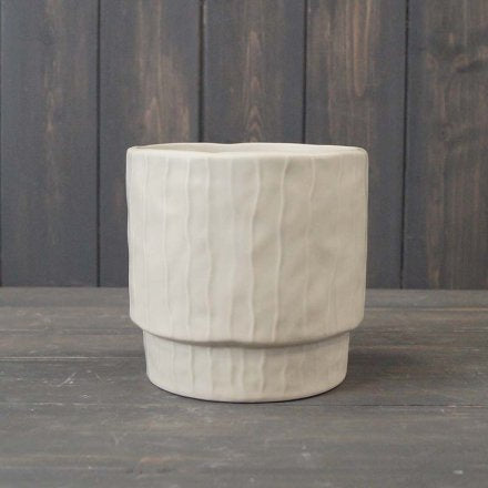 Cream glazed ceramic plant pot - 9cm 12cm