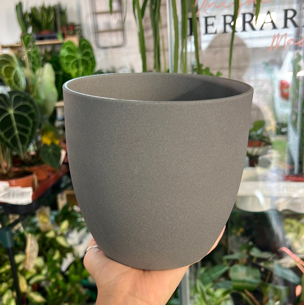 Dark grey stone effect planter - 12cm 14cm 17cm