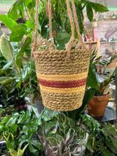 Load image into Gallery viewer, Burgundy striped hanging plant pot - 11cm / 13cm / 15cm
