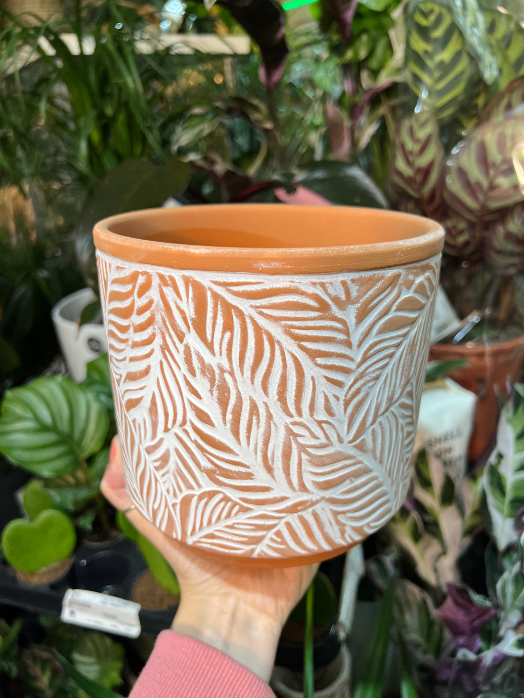 Terracotta leaf design plant pot - 10cm 12cm