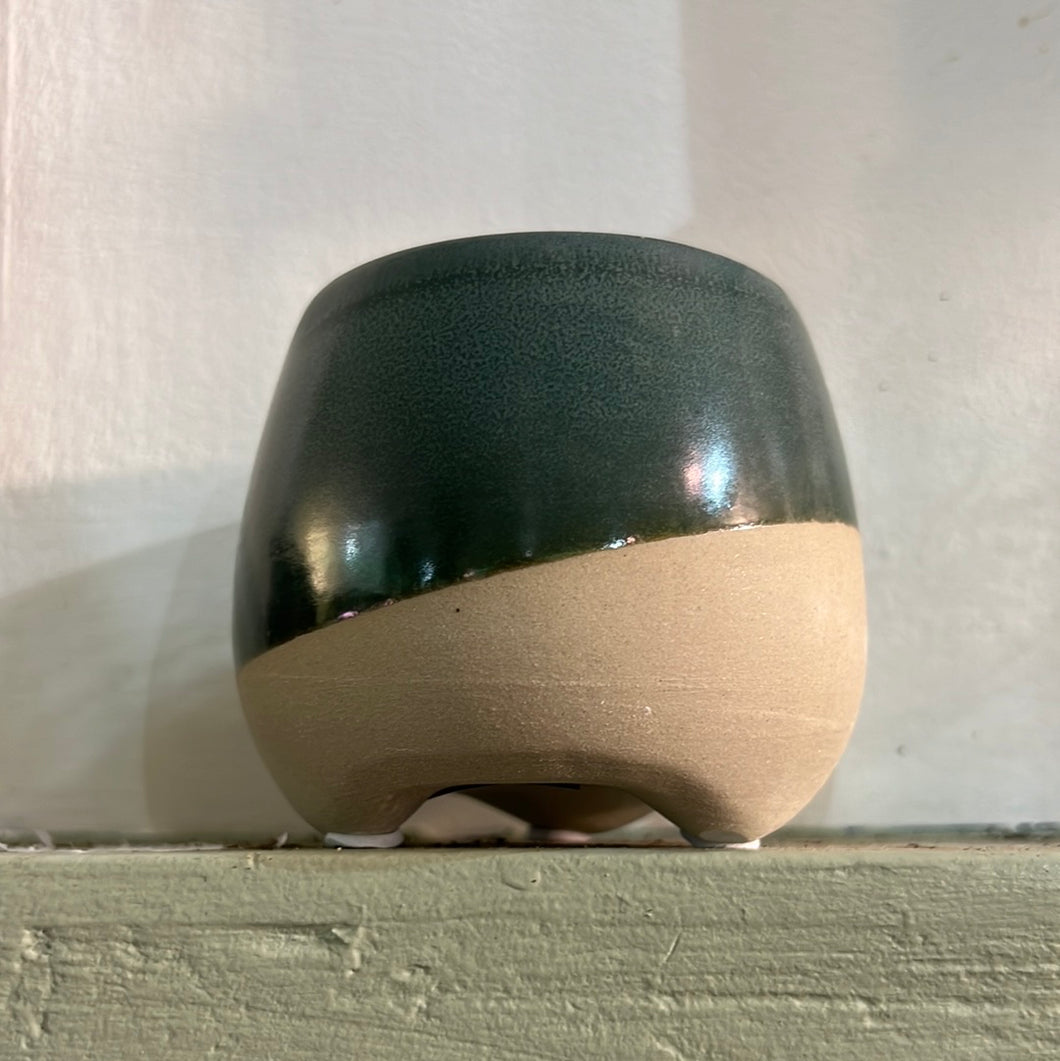 Neutral glaze ceramic plant pot - 6cm
