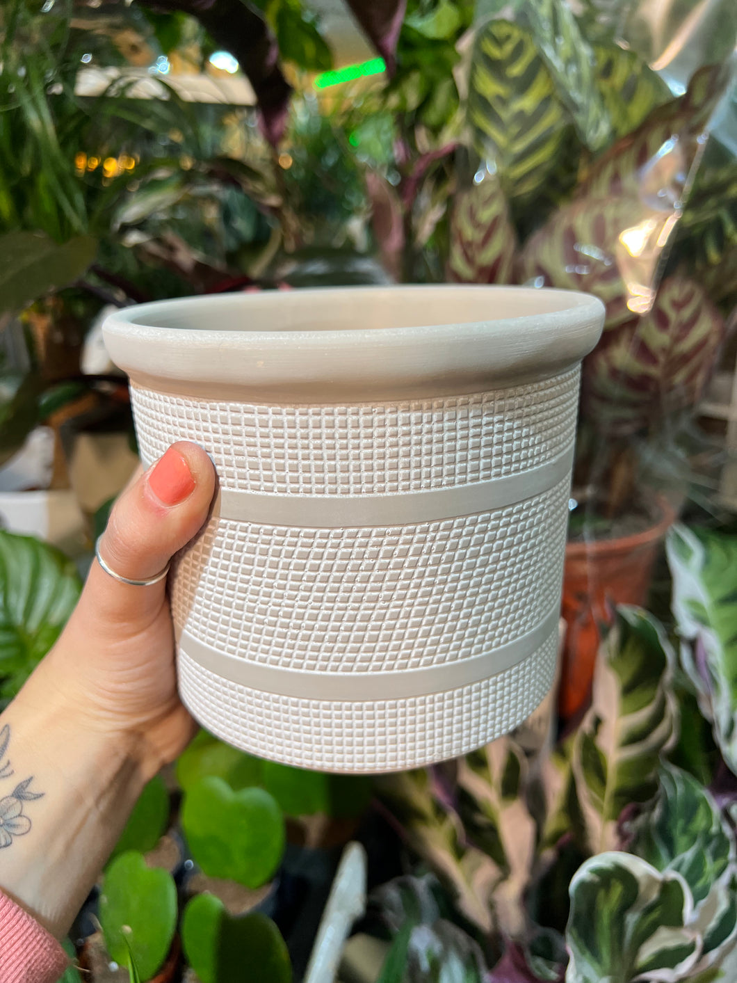 Grey stoneware plant pot - 13cm
