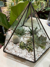 Load image into Gallery viewer, Metal &amp; Glass Wide Pyramid Terrarium - 20cm
