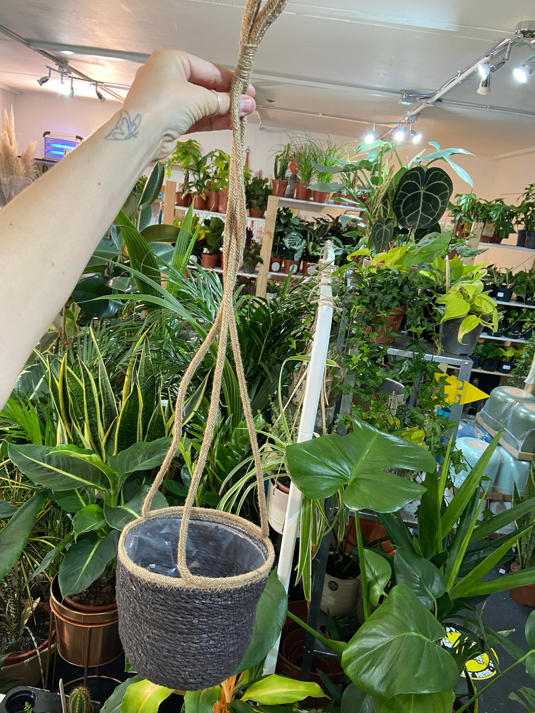 Grey Seagrass hanging plant pot - 15cm / 17cm