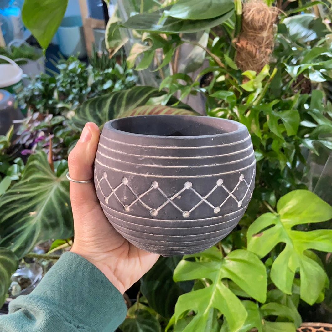 Black Aztec Bowl Planter - 9cm